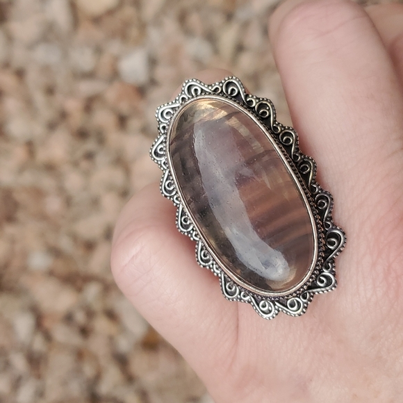 New Oversized Fluorite 925 Silver Ring. - Picture 9 of 16